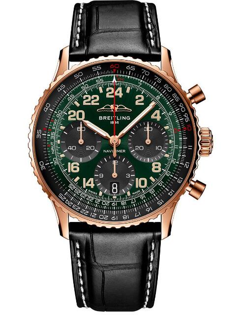 Review Breitling Navitimer B12 Chronograph 41 Cosmonaute Red Gold Replica Watch RB12302A1L1P1